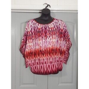JM Collection Pink & Red Poncho Blouse